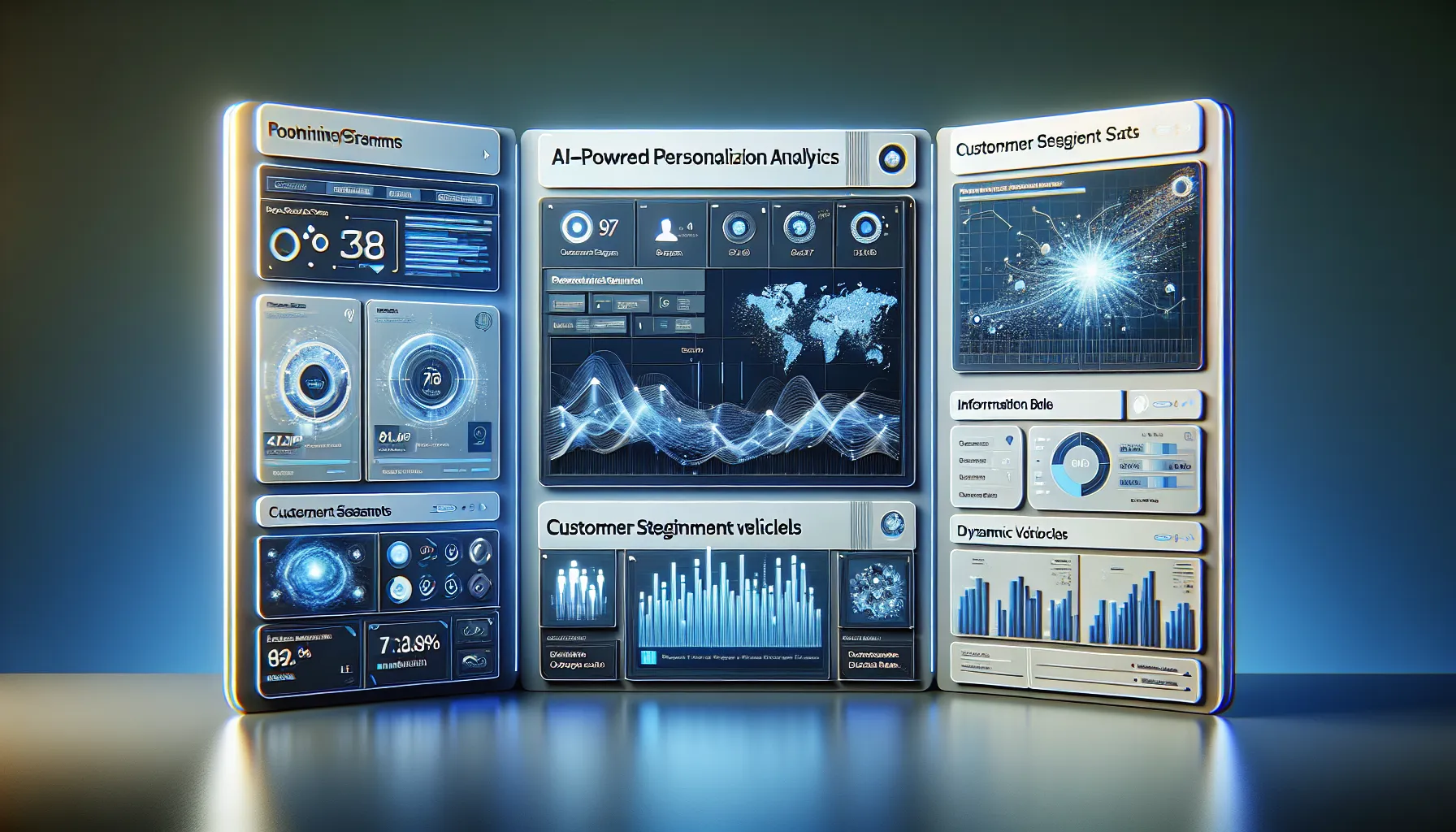 AI-powered personalization dashboard showing real-time customer data and dynamic content customization