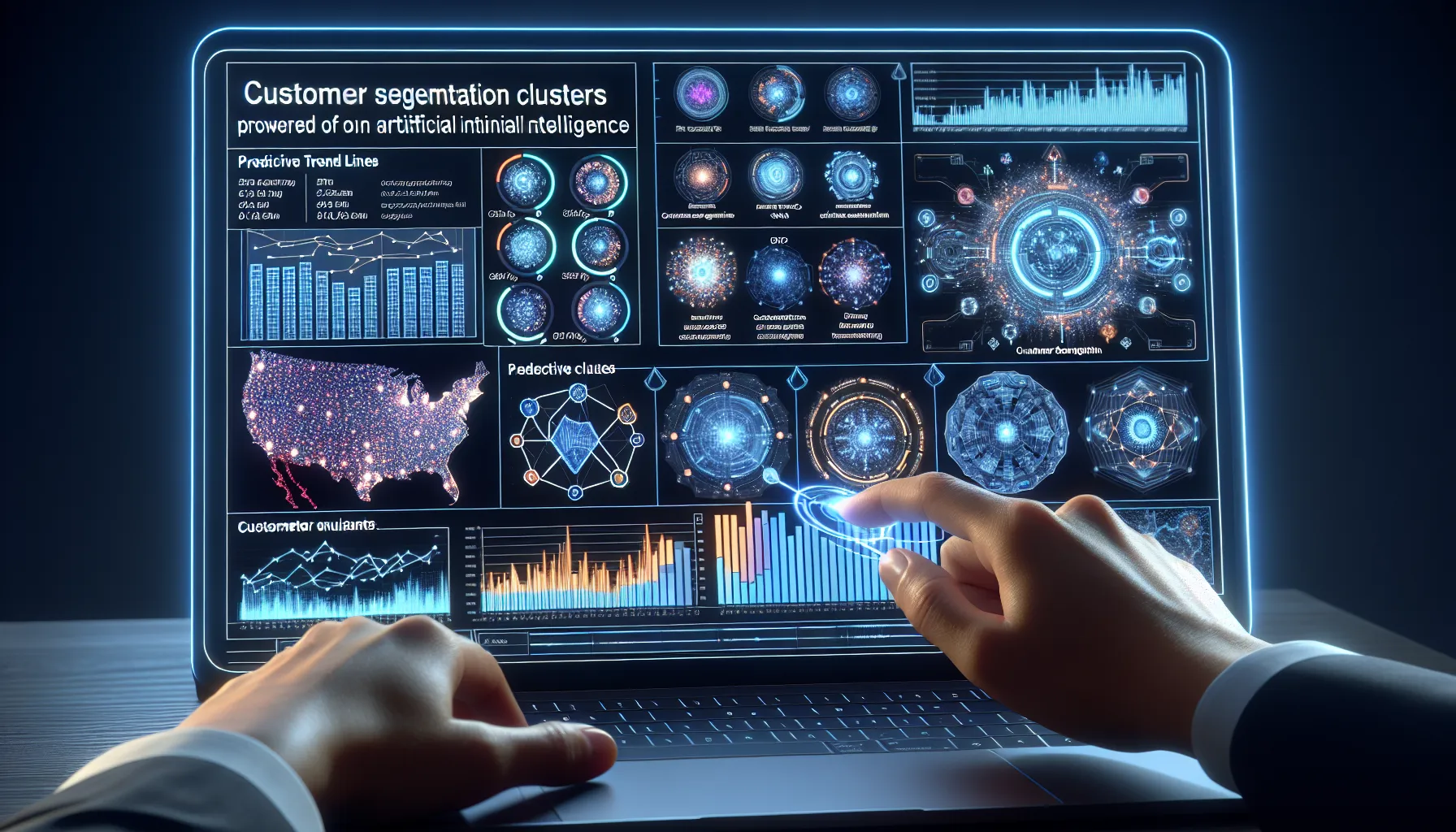 Digital visualization of customer segmentation clusters with predictive analytics data streams