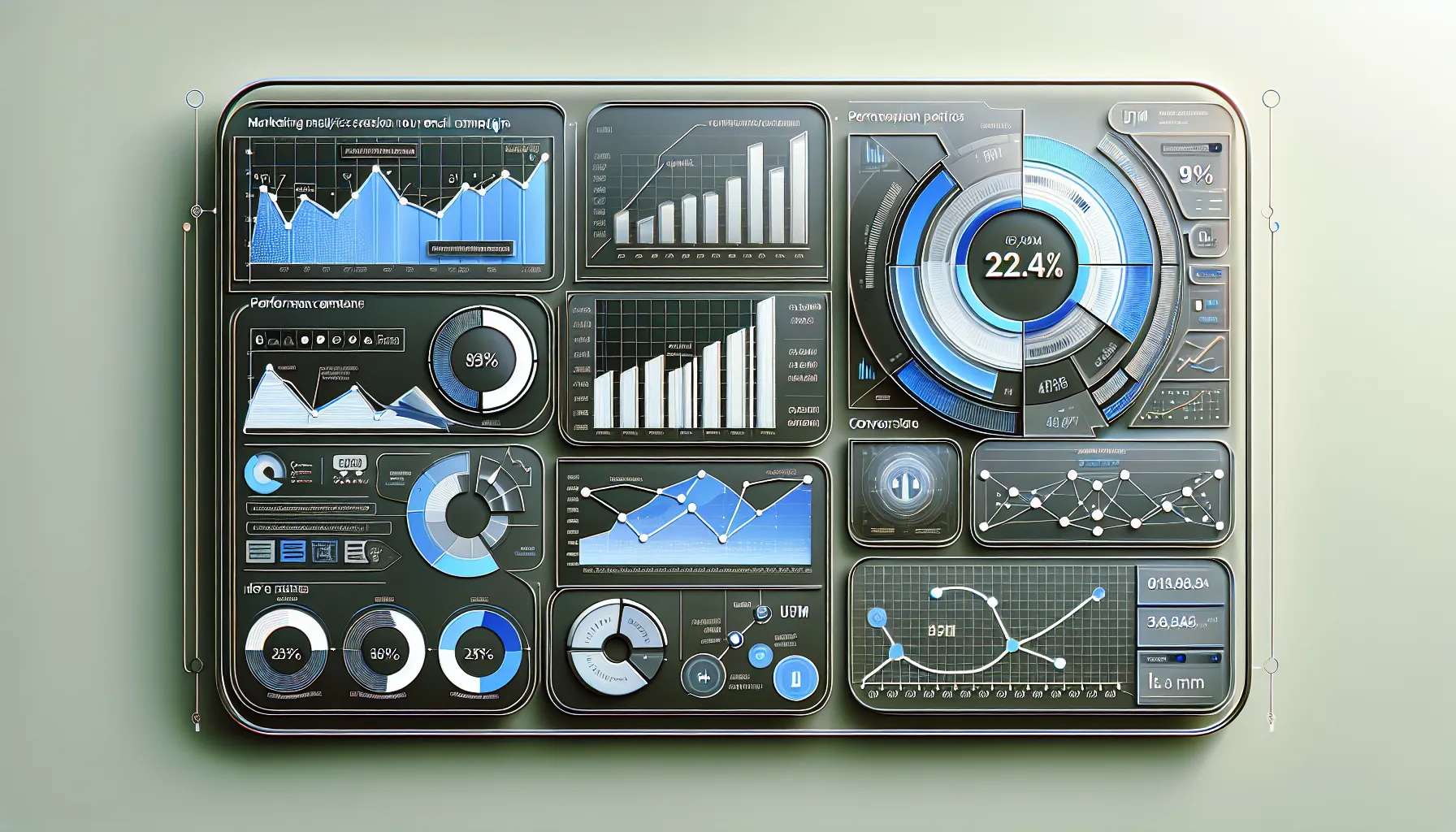 Dashboard displaying email campaign analytics with UTM parameter tracking and conversion metrics